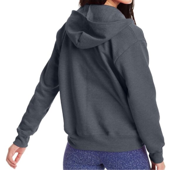 Hanes Womens Ecosmart Full Zip Fleece Hoodie Slate Heather Size M /L /XL Fall - Picture 2 of 3